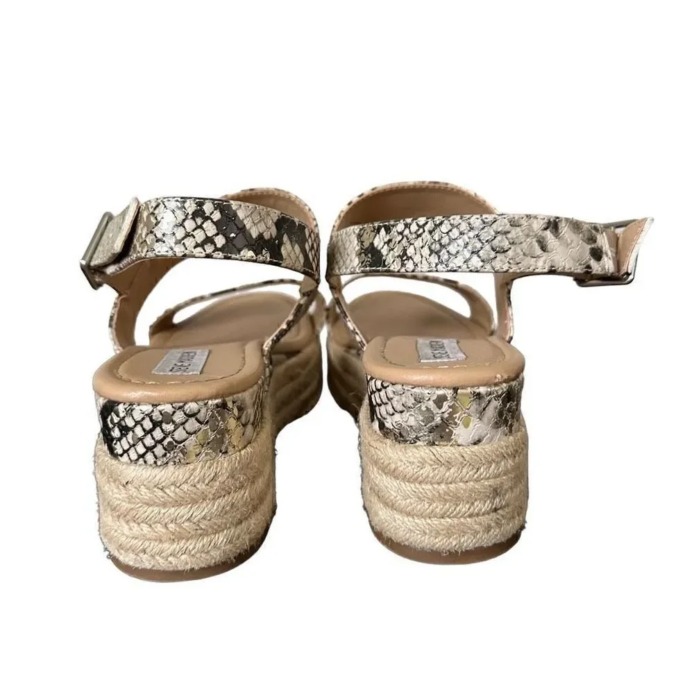Steve Madden Fifer Python Snake Print Espadrille Wedge Sandals size 8.5